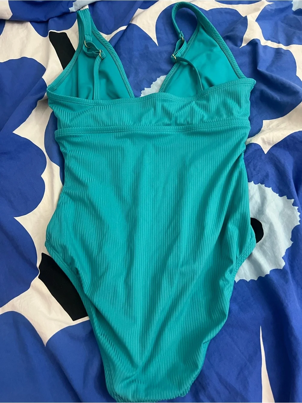 Ribbed Teal One-Shoulder Women's One-Piece Swimsuit